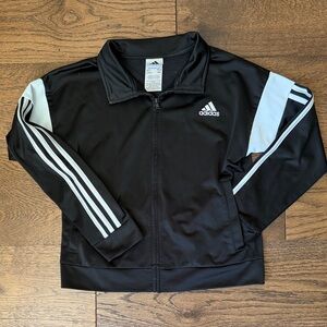 Adidas Kids Black Jacket with White Stripes